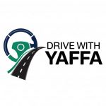 Drive With Yaffa logo featuring a steering wheel, curved road, and modern typography representing professional driving lessons and UK driving education.